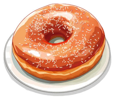 یک دونات کارتونی دایره ای که وسط ان سوراخ است ، با پودرشکر . برای دین دونات ها اینجا کلیک کتید